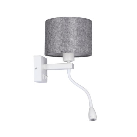 POLO KINKIET 1X40W E27 + 2W LED BIAŁY ABAŻ. OKRĄGŁY SZARY