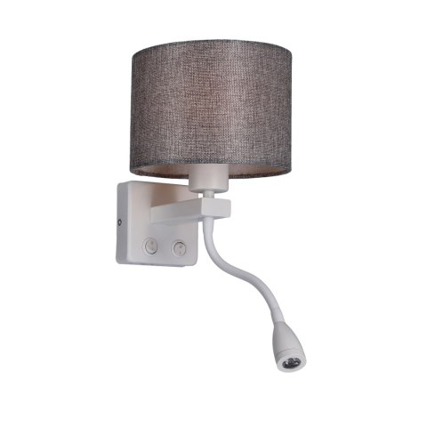 POLO KINKIET 1X40W E27 + 2W LED BIAŁY ABAŻ. OKRĄGŁY SZARY