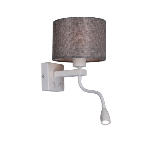 POLO KINKIET 1X40W E27 + 2W LED BIAŁY ABAŻ. OKRĄGŁY SZARY