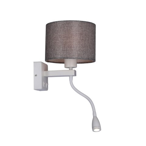 POLO KINKIET 1X40W E27 + 2W LED BIAŁY ABAŻ. OKRĄGŁY SZARY