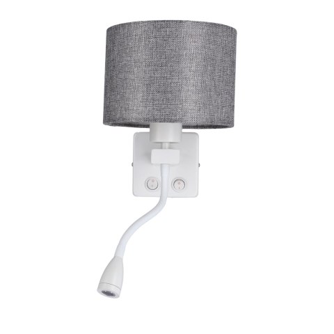 POLO KINKIET 1X40W E27 + 2W LED BIAŁY ABAŻ. OKRĄGŁY SZARY
