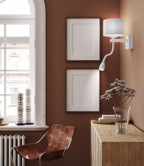 POLO KINKIET 1X40W E27 + 2W LED BIAŁY ABAŻ. OKRĄGŁY SZARY