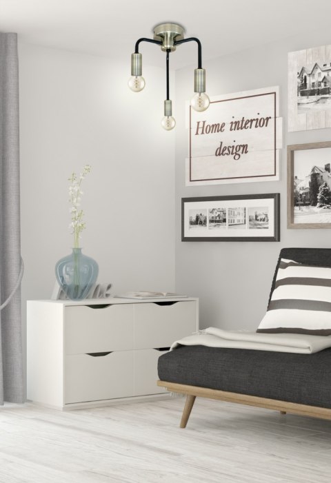 Saga lampa sufitowa patyna+matowy czarny 3x40w e14