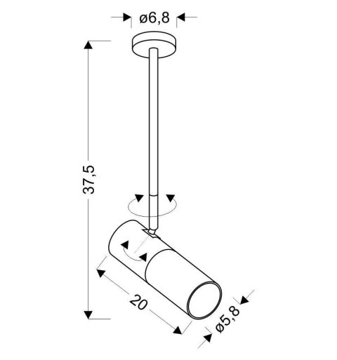 TUBA LAMPA WISZĄCA/SZTYCA 1X15W GU10 6,8/19,5 BIAŁY+CZARNY TUBA LAMPA WISZĄCA/SZTYCA 1X15W GU10 6,8/19,5 BIAŁY+CZARNY