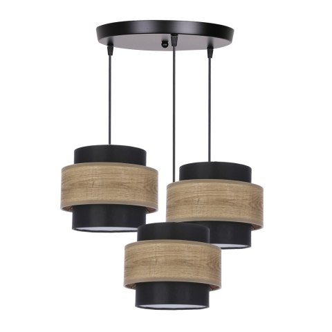 TWIN LAMPA WISZĄCA CZARNY TALERZ 3X40W E27 ABAŻUR CZARNY+DREWNIANY TWIN LAMPA WISZĄCA CZARNY TALERZ 3X40W E27 ABAŻUR CZARNY+DREWNIANY