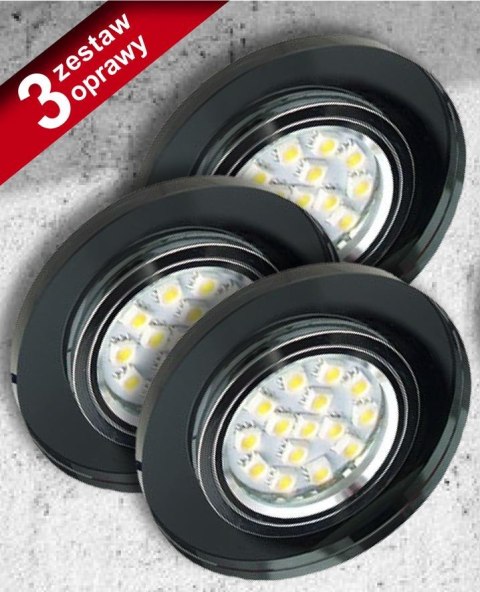 ZESTAW TRZECH OPRAW SS-15 CH/BK CZARNE 3X50W GU10 BEZ ZARÓWKI ZESTAW TRZECH OPRAW SS-15 CH/BK CZARNE 3X50W GU10 BEZ ZARÓWKI