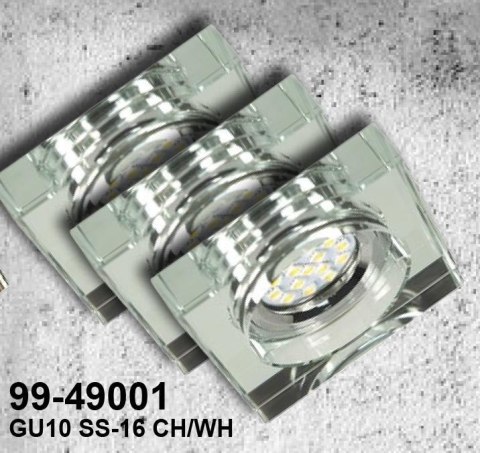 ZESTAW TRZECH OPRAW SS-16 CH/WH 3X3W GU10 LED Z ŻARÓWKĄ LED CHROM OPR. STROP. STAŁA KWADRATOWA SZKŁO BEZBARWNE ZESTAW TRZECH OPRAW SS-16 CH/WH 3X3W GU10 LED Z ŻARÓWKĄ LED CHROM OPR. STROP. STAŁA KWADRATOWA SZKŁO BEZBARWNE